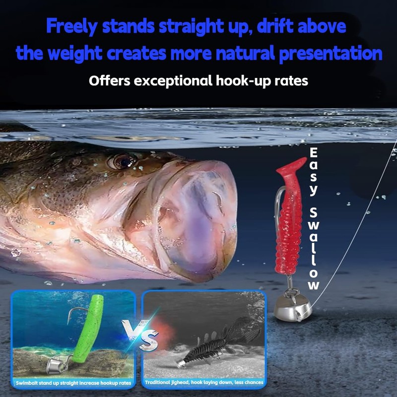 SINGMATOOLS Ned Rig Jig Heads Texas Rig Weighted Swimbait Hooks