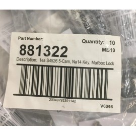 Lock & Lock Universal Mailbox Lock S4526 5-Cam Na 14 Key  881322 10 pkg. 2 keys each bag