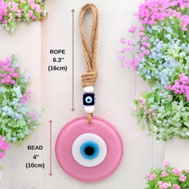 Candymosa Pink Evil Eye Decor - 4" Pink Evil Eye Wall Hanging - Handmade Evil Eye Wall Decor - Authentic Turkish Decor - Powerful Nazar Amulet - Ojo Turco para Casa