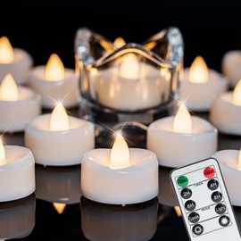 merrynights Remote Candles, 12PCS Flameless Tea Lights Candles Battery Operated with Timer, 400+Hours Remote Control LED Tea Lights Votive Candles for Holiday Table Centerpieces Decor