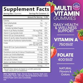 Nature's Nutrition Gomitas multivitamínicas para adultos - Gomitas multivitamínicas diarias para adultos con vitaminas A, C, D, B12 para mujeres y hom