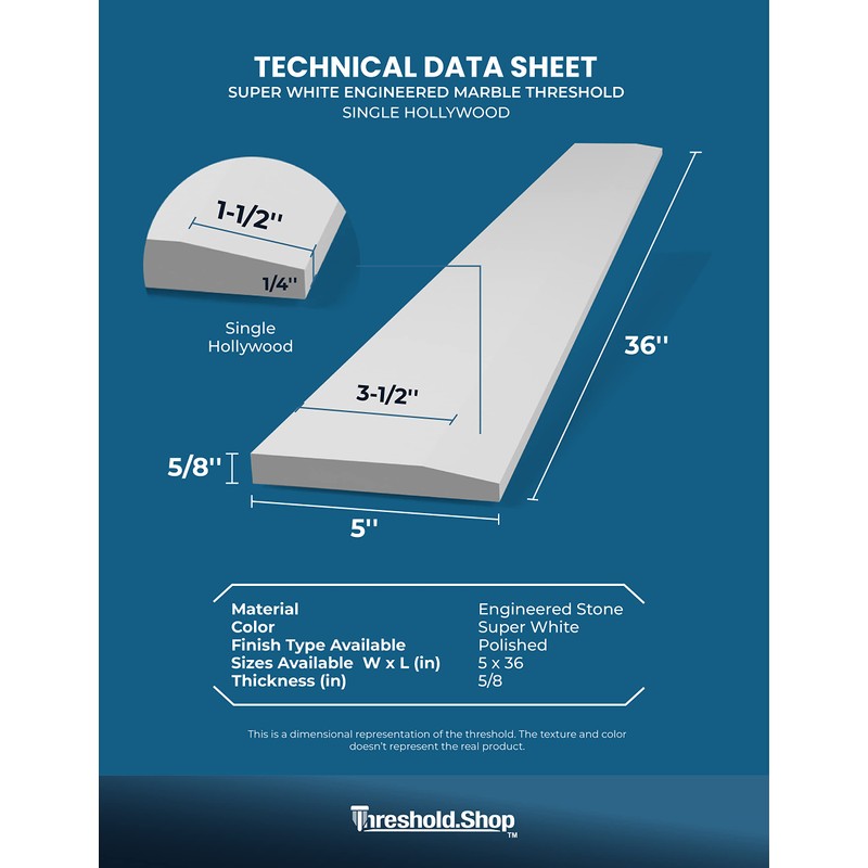 Threshold.Shop Single Hollywood Engineered Marble Threshold for Floor Transitions (Super