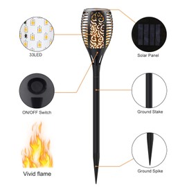 Permande Solar Torch Lights with Flickering Flame, Fire Effect Garden Light, Auto On/Off Dust to Dawn, Outdoor Waterproof Landscape Decoration, Powered Security Light for Patio, 8 Pack