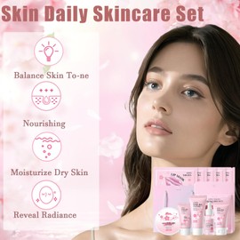Sakura Skin Care Sets & Kits - Christmas Skincare Set for Teenage Girls Gifts - Sakura Pamper Gifts for Women - Facial Kit with Cleanser, Serum, Cream, Lip Mask, Mud Mask, Sunscreen