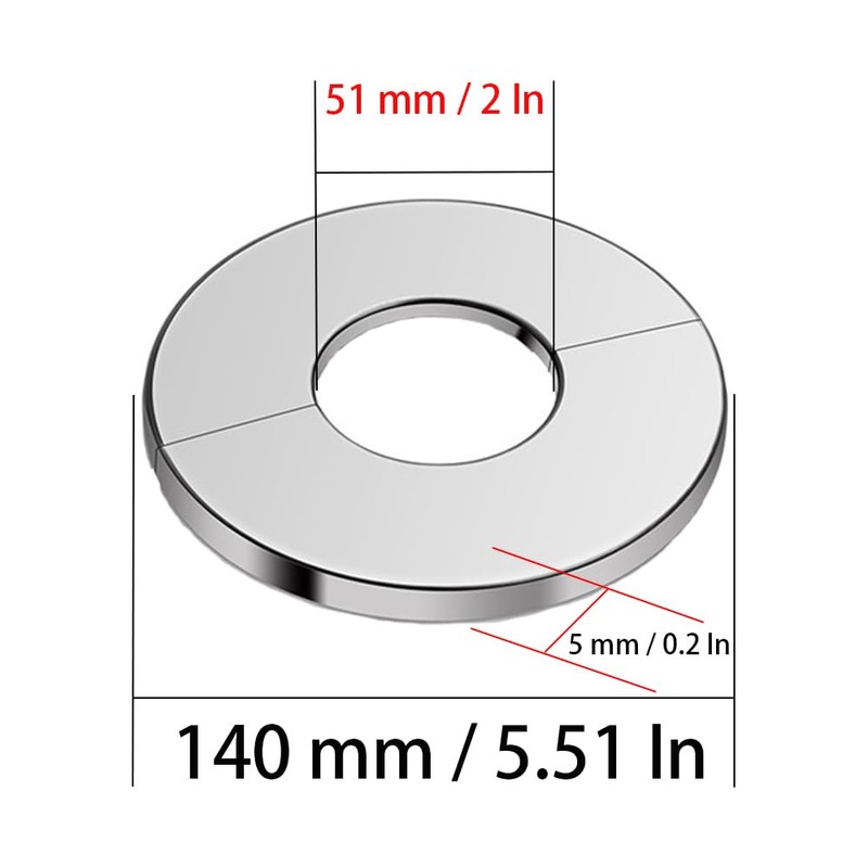 2Pcs 2"/51mm Wall Split Flange, Stainless Steel Round Escutcheon Plate