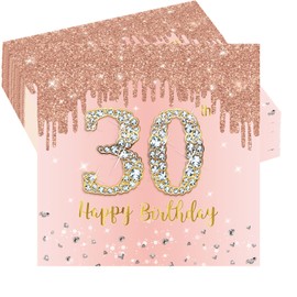 Napkins 30th Birthday Rose Gold, Pack of 20 Disposable Napkins Birthday, Rose and Gold Party Decoration Napkins for Women, 30th Birthday Party, Decoration for 30th Birthday, Anniversary Party Supplies