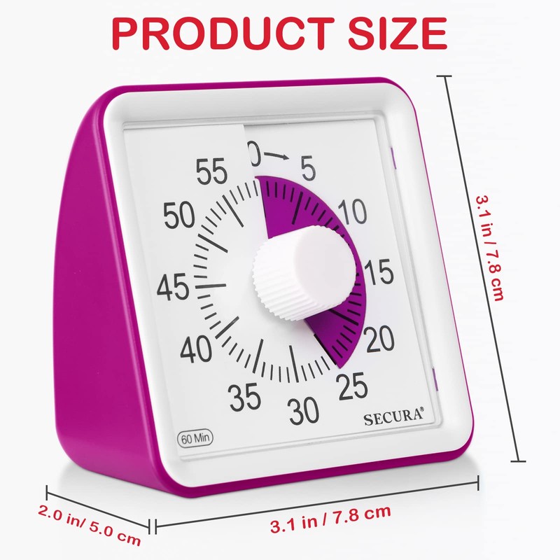 Secura 60-Minute Visual Timer, Classroom Timer, Countdown Timer for Kids