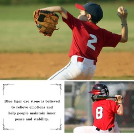 Alissl Baseball Ideas Gifts for Son -Baseball Jewelry for Boys - Tiger Eye Beads Bracelet Adjustable - Bracelets Baseball Gifts for Son Grandson Boys for Christmas Birthday