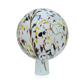 Lauschaer Glas Garden Ball Rose Ball Glass with Granules White Height 19 cm Diameter 15 cm Hand-Blown Hand Shaped