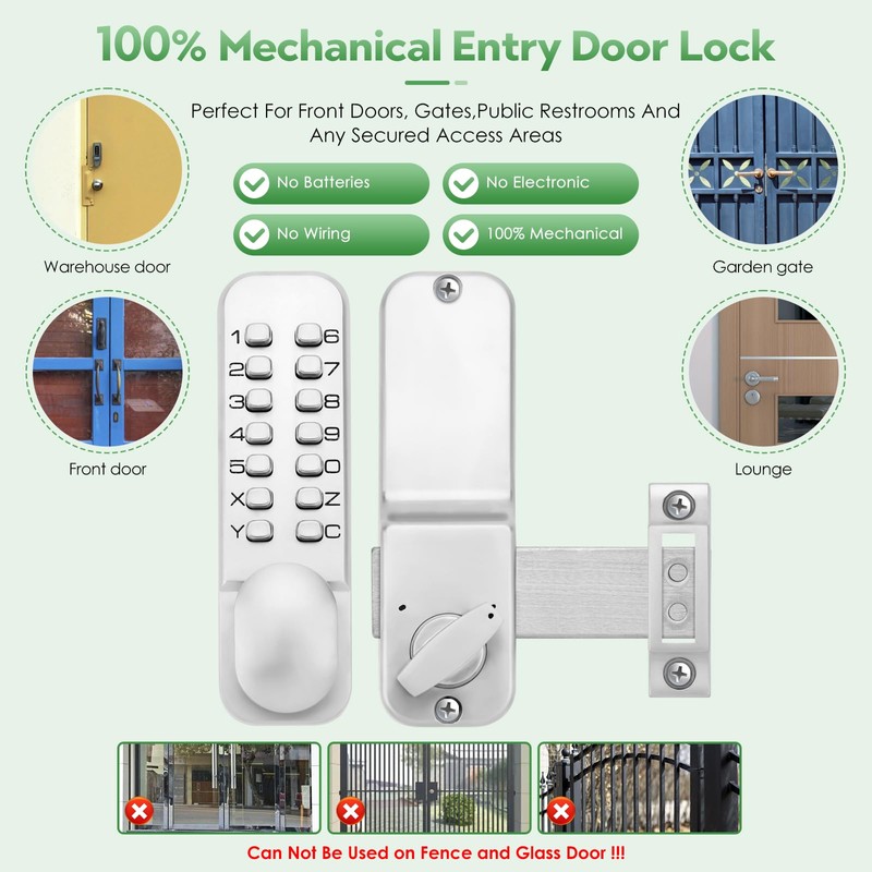 ANNFUZ Mechanical Keyless Keypad Entry Door Knob Lock with Bolt,Single-Sided