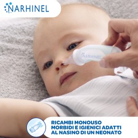 Narhinel MAXI FORMATO 60 Replacement Parts for Nasal Aspirators Newborns and Children with Absorbent Hygiene Filter for Absorbing Slime, Disposable, Soft, Pack of 3 x 20 Replacement Parts