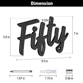 LUCK HOUSE Cursive House Numbers for Outside – 6 Inch Floating Modern Script Address Numbers, Weatherproof Black ABS Plastic, Mid Century Style (Fifty)