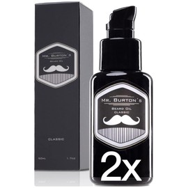 Double Pack Beard Oil - Mr. Burton´s Beard Oil - Classic - Made in Germany - 2 x 50 ml Beard Oil for Beard Care - with Argan Oil Cruelty Free and Vegan