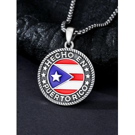 Lypic Puerto Rico Necklace 925 Sterling Silver Puerto Ricans Map Pendant Map Flag Jewelry Gifts for Men Women 03