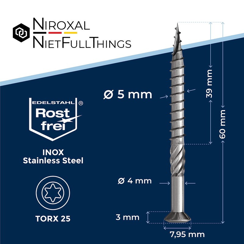 Pack of 10 Decking Screws 5 x 60 mm Long,
