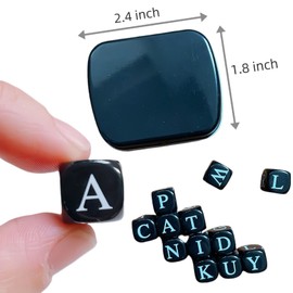 Crossword Solitaire Dice Game, Game Word Dice, Funny Puzzle Game with Letter Dice, Travel Spelling Game with Small Case (Black)