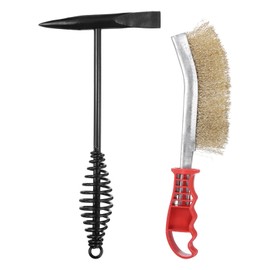 sourcing map 2pcs Welding Chipping Hammer 11.3" Slag Hammer with Coil Spring Handle 9.8" Welding Steel Wire Brush Copper-Plated for Rock Pick Forged Brick