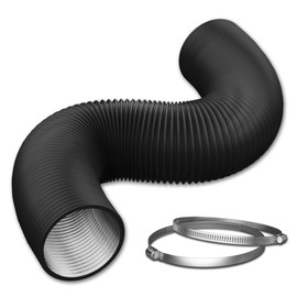 4 Inch Flexible Ducting Hose 12 Feet Black Aluminum Ducting -4 Layer Protection Dryer Vent Hose for HVAC Heating Cooling Ventilation and Exhaust, 2 Clamps Included