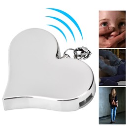 130dB Acoustic Personal Security Alarm Heart-shaped Alarm Keychain Emergency Self Defense Siren for Women/Men/Kids/Elderly(Silver)