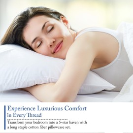 BLUECLANS Cooling Pillow Cases King Size Set of 2 Sky Blue Bed Pillowcases with Envelope Closure 1000 Thread Count Egyptian Cotton Pillow Covers 20x40 inches Pillowcase Soft Luxury Pillowcovers