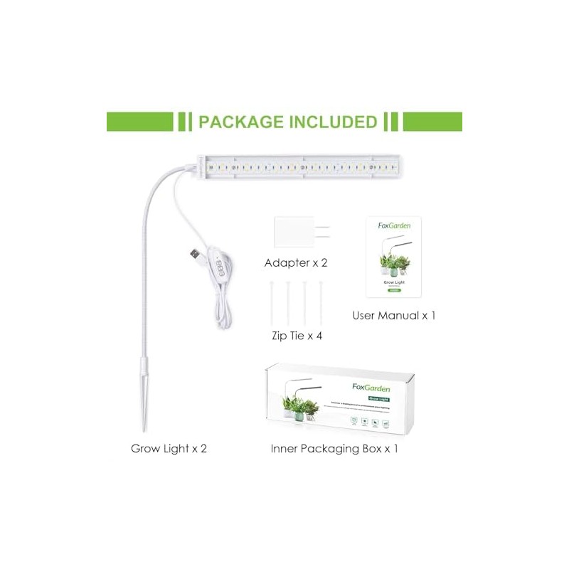 FOXGARDEN Grow Light for Indoor Plants Growing, Full Spectrum Gooseneck