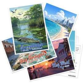 SHOXREM Florida Postcards Set, 24 Pieces, 4x6 inches, Retro Travel Landmark Posters Wall Decor