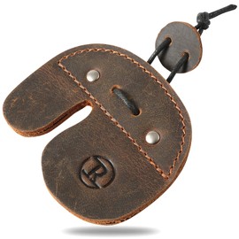 Ringsun Leather Archery Finger Tabs,Handmade Archery Finger Guard for Shooting Practice Gear, Recurve Bow Fingers Tab,Right Hand Brown RS02-8