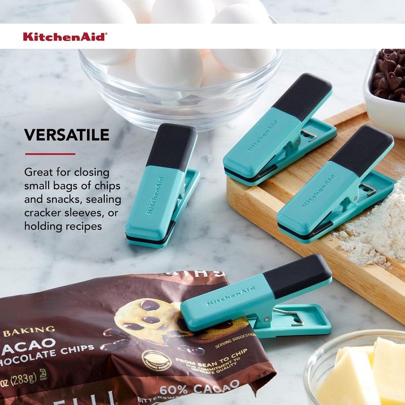 KitchenAid Small Bag Clips, Set of 4, Aqua Sky