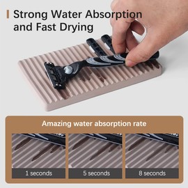 NICITY Diatomite Razor Holder for Shower,Water Absorption Fast Drying Natural Diatomite Tray for Razor Soap Shaving Cream Foam Bottle Face Wash (Light grey)