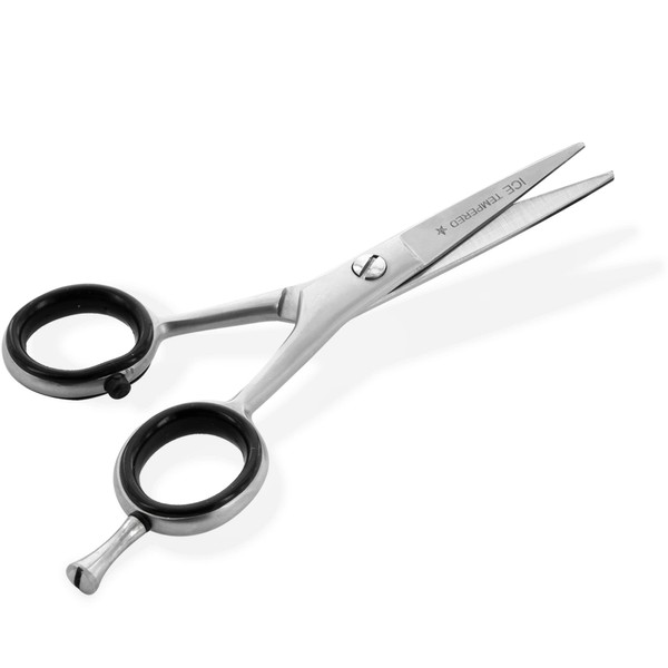 Otto Herder Beard Scissors 11.5 cm with One-Sided Toothing Made of Stainless Steel with Removable Finger Hook and Removable Black Finger Rings