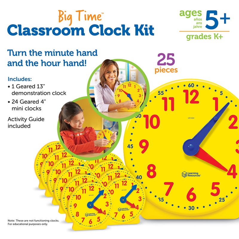 Learning Resources Classroom Clock Kit - Preschool Must Have, Teaching