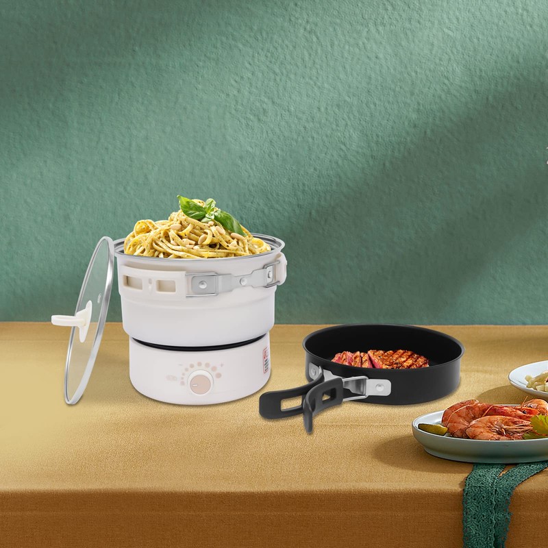 Portable Electric Hot Pot with Foldable Handles, Non-stick Frying Pan,