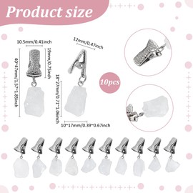FINGERINSPIRE 10 PCS Nuggets Natural Quartz Crystal Tablecloth Weights 1.57~1.85inch Stone Table Cloth Pendants with Iron Clips for Outdoor Dining, Picnics, Events for Homeowners, Event Planners