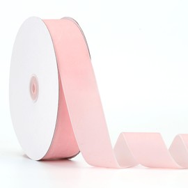Jeuhoue Cinta de terciopelo rosa claro, 2 pulgadas x 20 yardas, perfecta para envolver regalos de Navidad, ramos florales, decoración del hogar, decoraciones de fiesta DIY (2 x 20 yardas rosa claro)