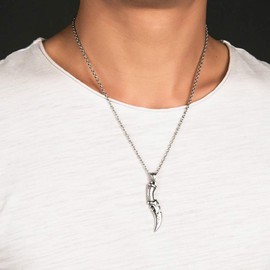 GulCean Dagger Necklace for Men Titanium Steel Vintage Pattern Trendy Punk Rock Anime Hip Hop Cool Stylish Goth Scimitar Short Sword Pendant Necklace for Women