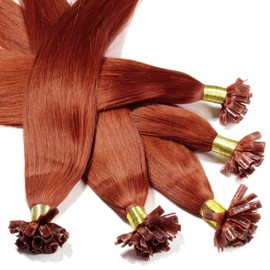 hair2heart Extensions Echthaar Bondings Glatt - 200 Strähnen 0.5g 60cm Kupferrot