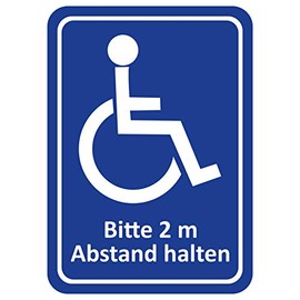 Generisch Disabled sticker, wheelchair user, keep 2 m distance, sticker, car sticker, transport of people with disabilities, wheelchair, manoeuvring distance