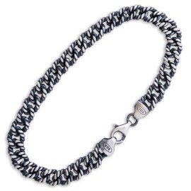 925 Sterling Silver Cuban Link Bracelet for Men - Curb Chain Bracelet for Men 7mm Wide - Unique Braided Design - Handmade (Length 9 Inches)