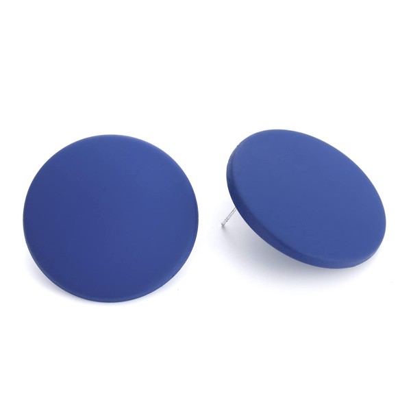 Winssigma Button Earrings, Large Round Acrylic Stud Earrings for Women(Royal