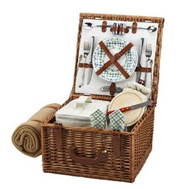 Picnic at Ascot Original Cheshire English-Style Willow Picnic Basket with Service for 2 and Blanket- Designed, Assembled & Quality Approved in the USA