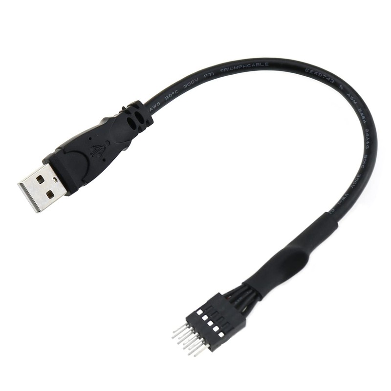 LUORNG 9Pin USB to USB Motherboard Header Cable Black 9-Pin