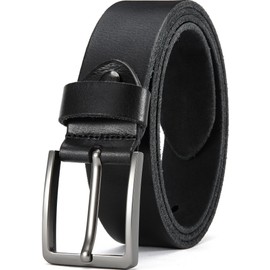 DOOPAI Men's Full Leather Belt Casual Work Cowboy Suit Leather Belt Adjustable Belt, 01 Black Belt De