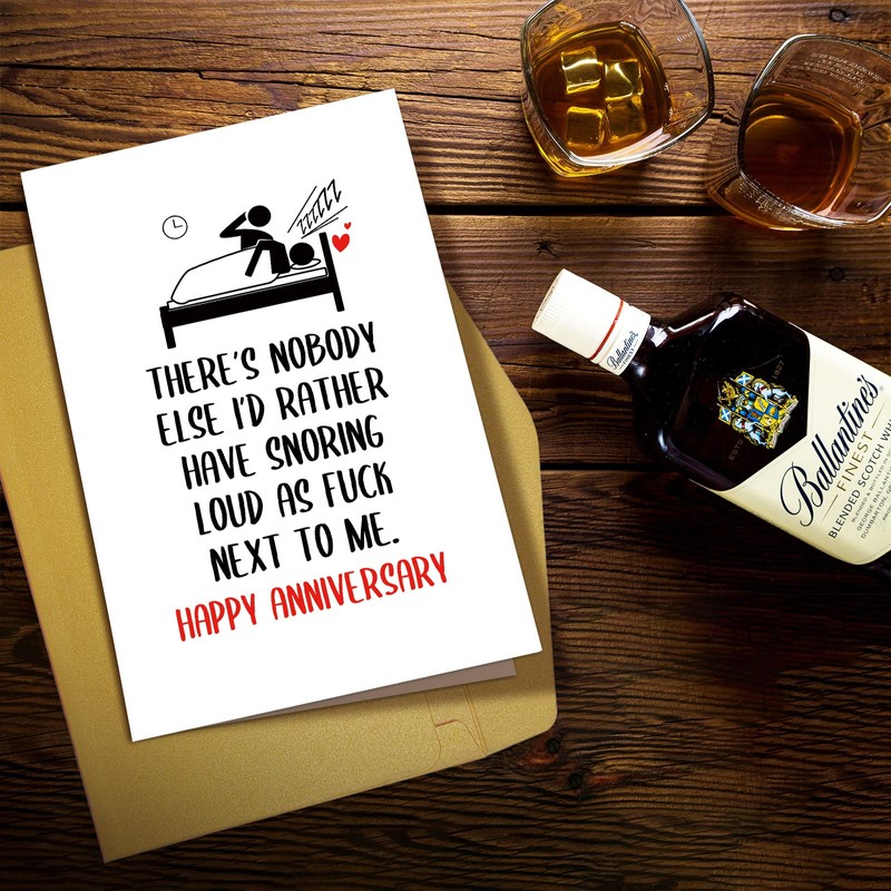 Funny Anniversary Card for Husband Wife, Humorous Snoring Anniversary Card,