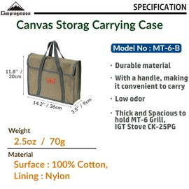 CAMPINGMOON Heavy Duty Canvas Carry Bag Storage Bag with Nylon Lining Handle Gear Organizer for MT-6 CK-25PG PG-4 Camping Fire Pit Stove Plate MT-6-B