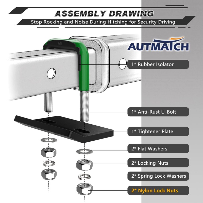 AUTMATCH Hitch Tightener Anti-Rattle Clamp, Heavy Duty Hitch Stabilizer for