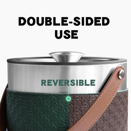 Bakpoco Insulated Ice Bucket with Lid, Scoop, Ice Tongs & Detachable Double-Sided PU Cover– 3L Double-Wall Stainless Steel Ice Buckets for Parties, Cocktail Ba, Champagne & Bar Cart Accessories