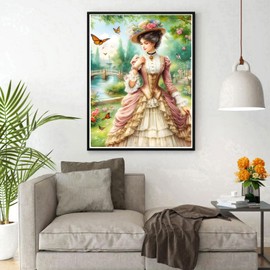 DPHERO DIY Lady Diamond Painting Pictures for Adults Beginners, 5D Vintage Diamond Painting Set, DIY Beauty Round Stones Diamond Art Kits, Diamond Painting for Home Decor 30 x 40 cm