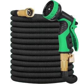 100 ft Expandable Garden Hose, New Flexible Expanding Hose with 10-Function Spray Nozzle, 3/4" Solid Brass Fittings Leakproof Design, Retractable Latex Core, All New 2025 Expandable Water Hose