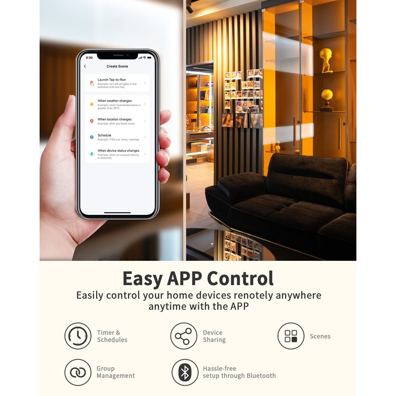 HAPYTHDA Smart Plug with Remote, 2.4GHz Wi-Fi & RF433 Wireless