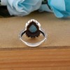 Natürlicher, birnenförmiger, oxidierter antiker Larimar-Edelsteinring, 925 Sterling Silber Statement-Schmuck für